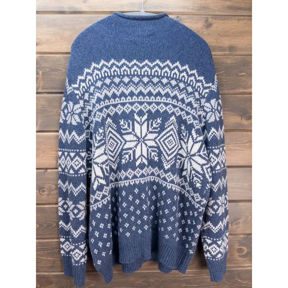Vineyard Vines Chunky Snowflake Roll Neck Sweater Nordic Navy XL NWT Merino Wool
